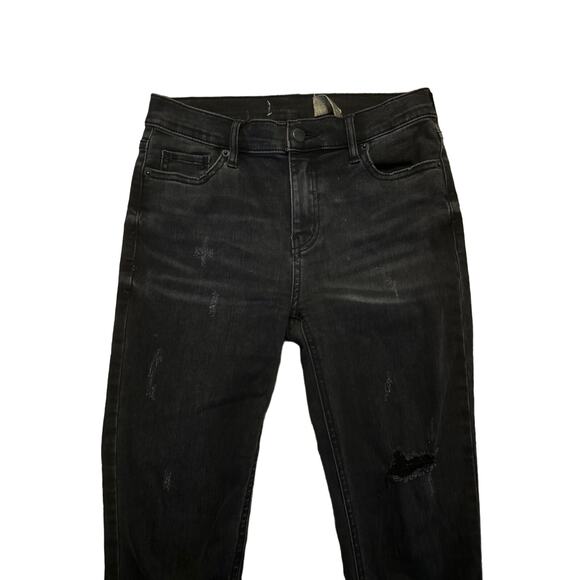 Women 26 Free People Great Heights Frayed Skinny Jeans Black Denim Pants Crop - Picture 2 of 6